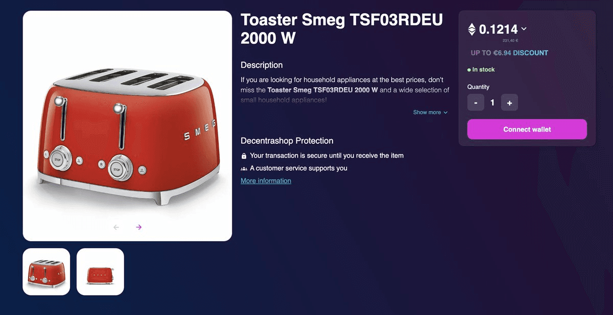Smeg Toaster Now Available for Purchase with ETH