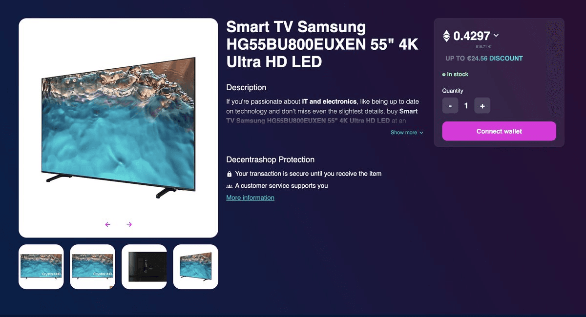 DecentraShop Now Accepts Crypto for 4K Samsung Smart TVs