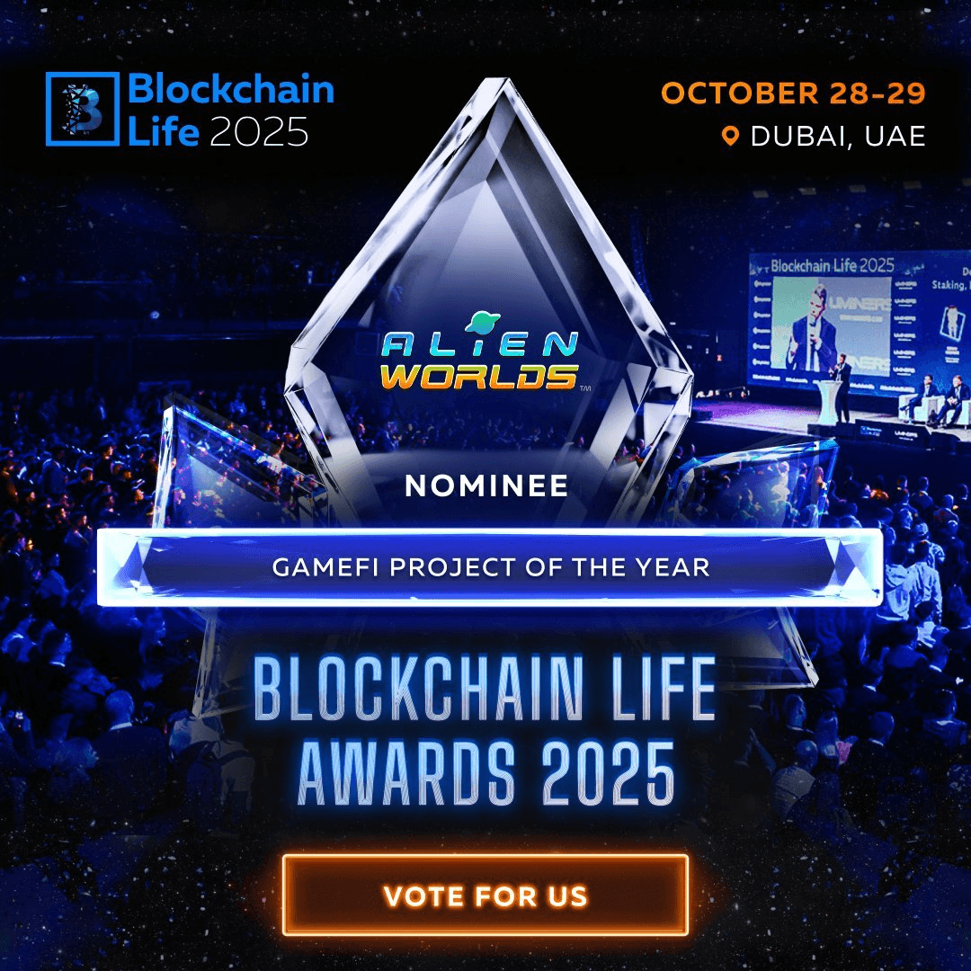 Alien Worlds Nominated for GameFi Project of the Year at 2025 Blockchain Life Awards