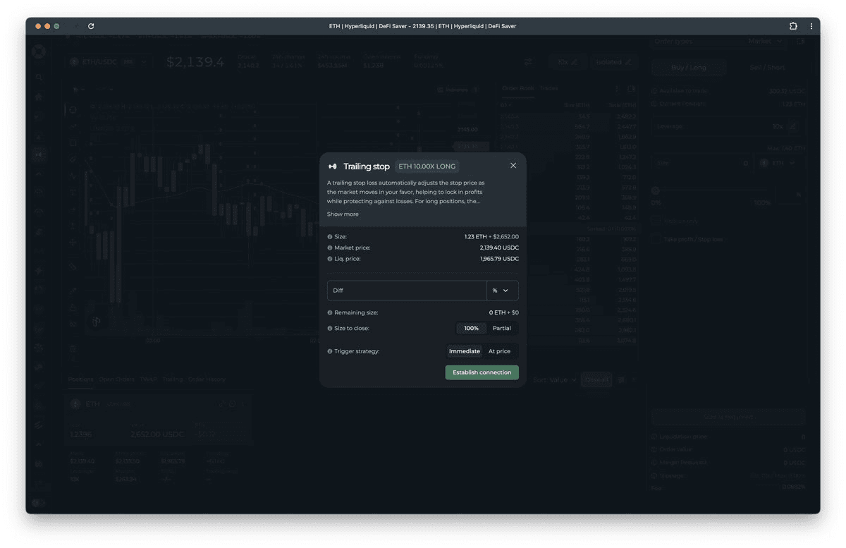 DeFi Saver Adds Trailing Orders to Hyperliquid Integration
