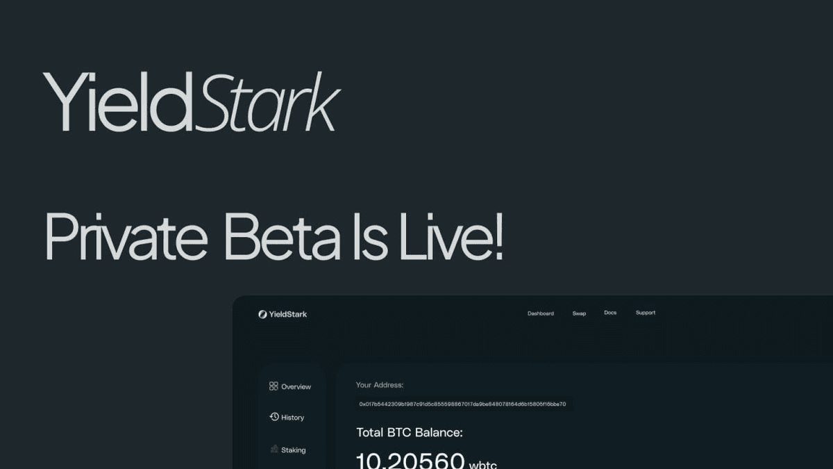 🚀 Bitcoin DeFi Arrives: Yield Stark Launches on Starknet Mainnet