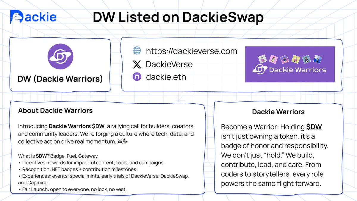Dackie Warriors Token Now Available on DackieSwap