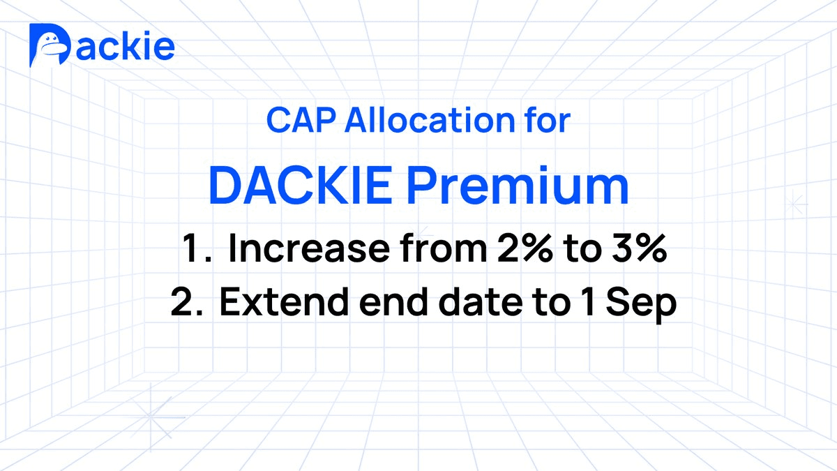 DACKIE Premium Staking Allocation Increased to 3%
