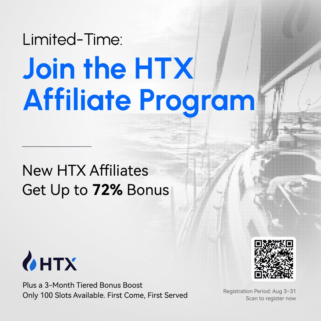 HTX Launches Limited Affiliate Program with 72% Bonus and 100 Slots