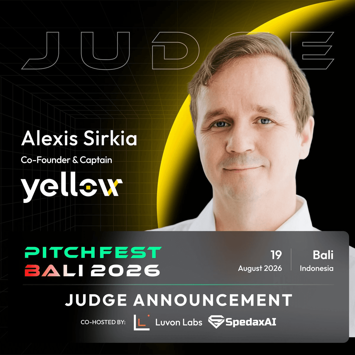 馃幆 Yellow Co-Founder Joins Pitch Fest Bali Judging Panel