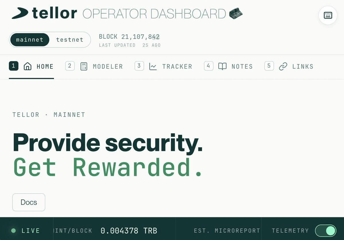 Tellor Launches Operator Dashboard for Real-Time Stake Evaluation