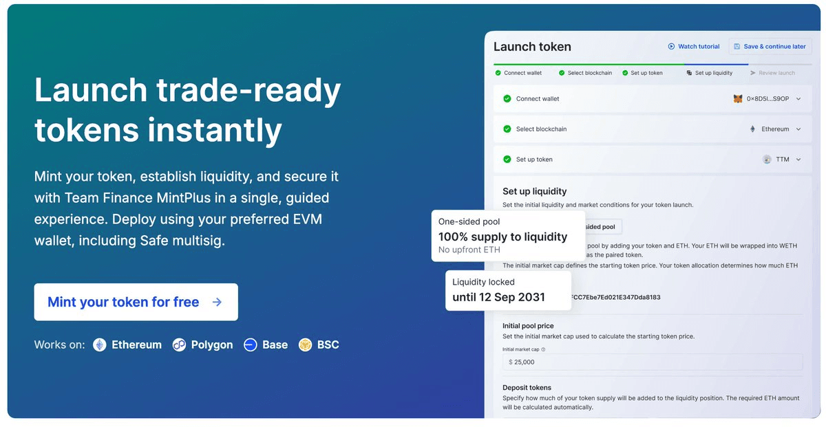 Team Finance Launches MintPlus: One-Stop Token Creation with Built-In Rug-Pull Protection