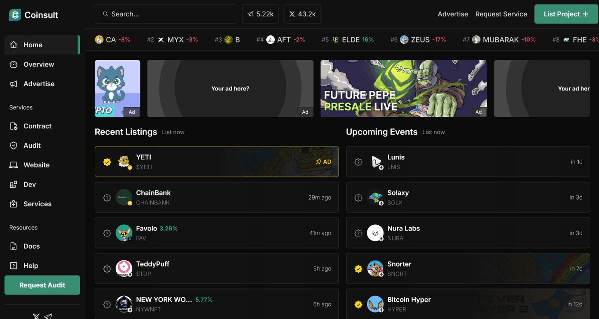 Coinsult Audits Launches Real-Time Analytics Dashboard for Pinksale