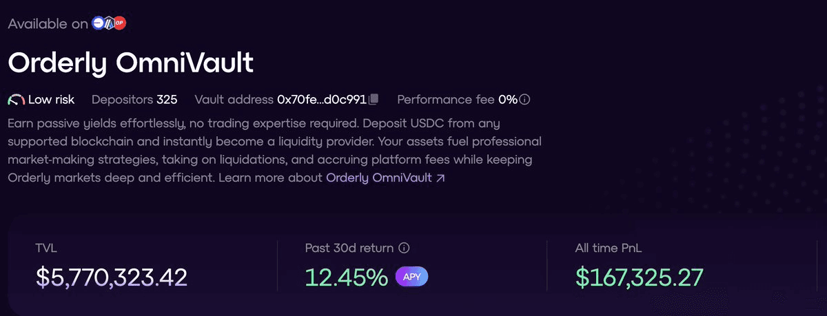 Orderly Network's OmniVault Maintains Steady USDC Yield