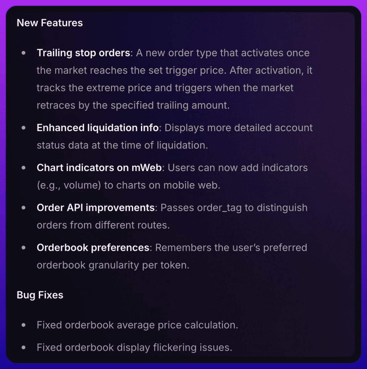 Orderly SDK v2.6.3 Ships with Trailing Stop Orders