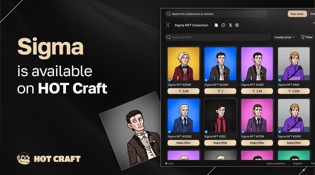 SigmaTonBot NFT Collection Launches on HOT Craft Marketplace