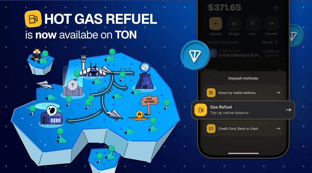 TON Gas Refuel Feature Launches on HOT Wallet