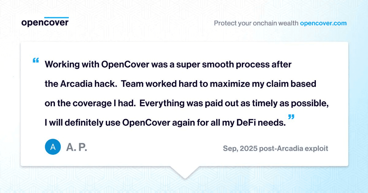 OpenCover October Update: ArcadiaFi Payouts, Hyperliquid Coverage, and Fido Auto-Cover