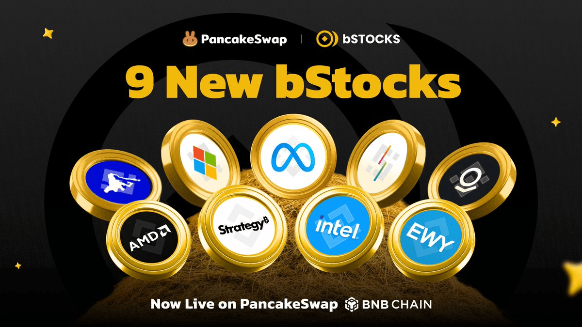 PancakeSwap Lists 9 Tokenized Stocks Including Microsoft, Meta, and Intel on BNB Chain
