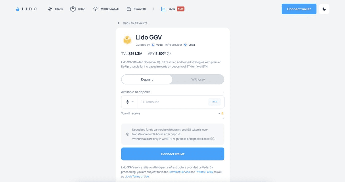 GGV Maintenance Complete on Lido Earn - Deposits Now Available