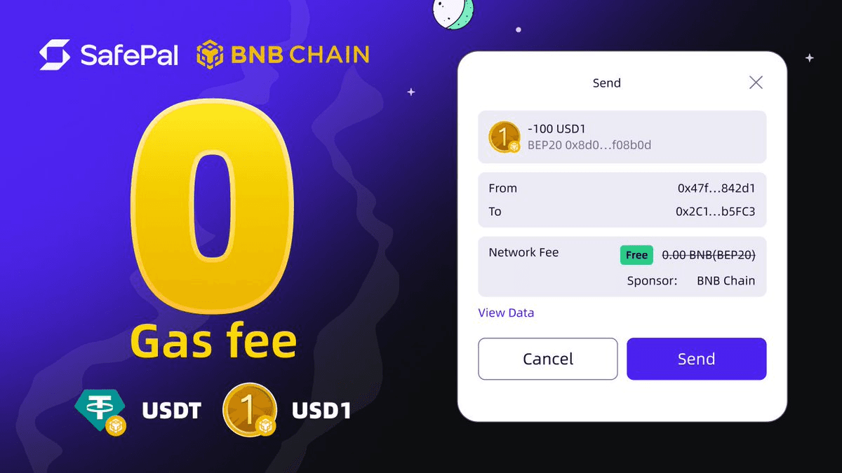 SafePal Extends Gas-Free USD1 and USDT Transfers on BNB Chain Until October 2025