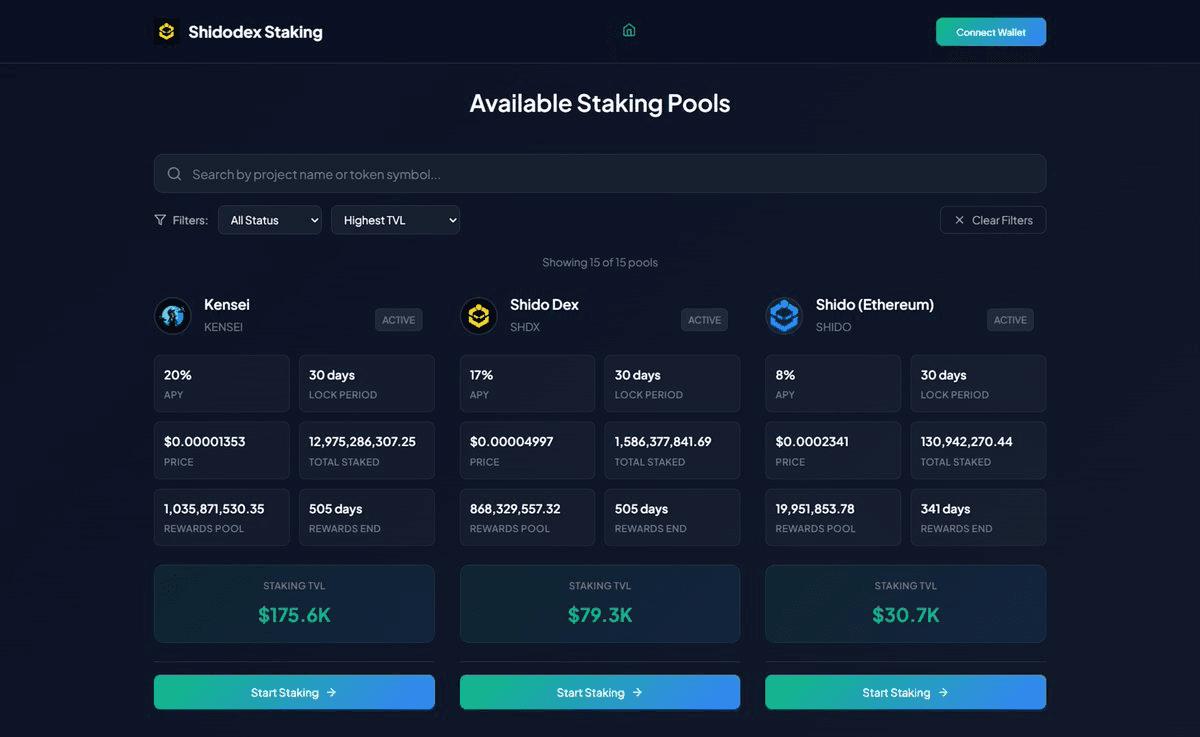 Shido DEX Upgrades Staking Platform with Enhanced Search and Filter Tools