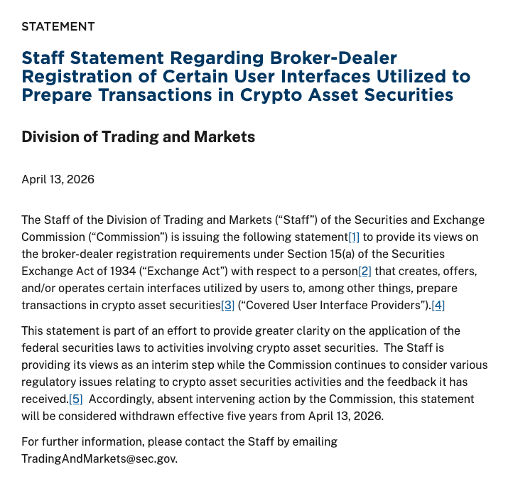 SEC Clears DeFi Front-Ends from Broker-Dealer Registration