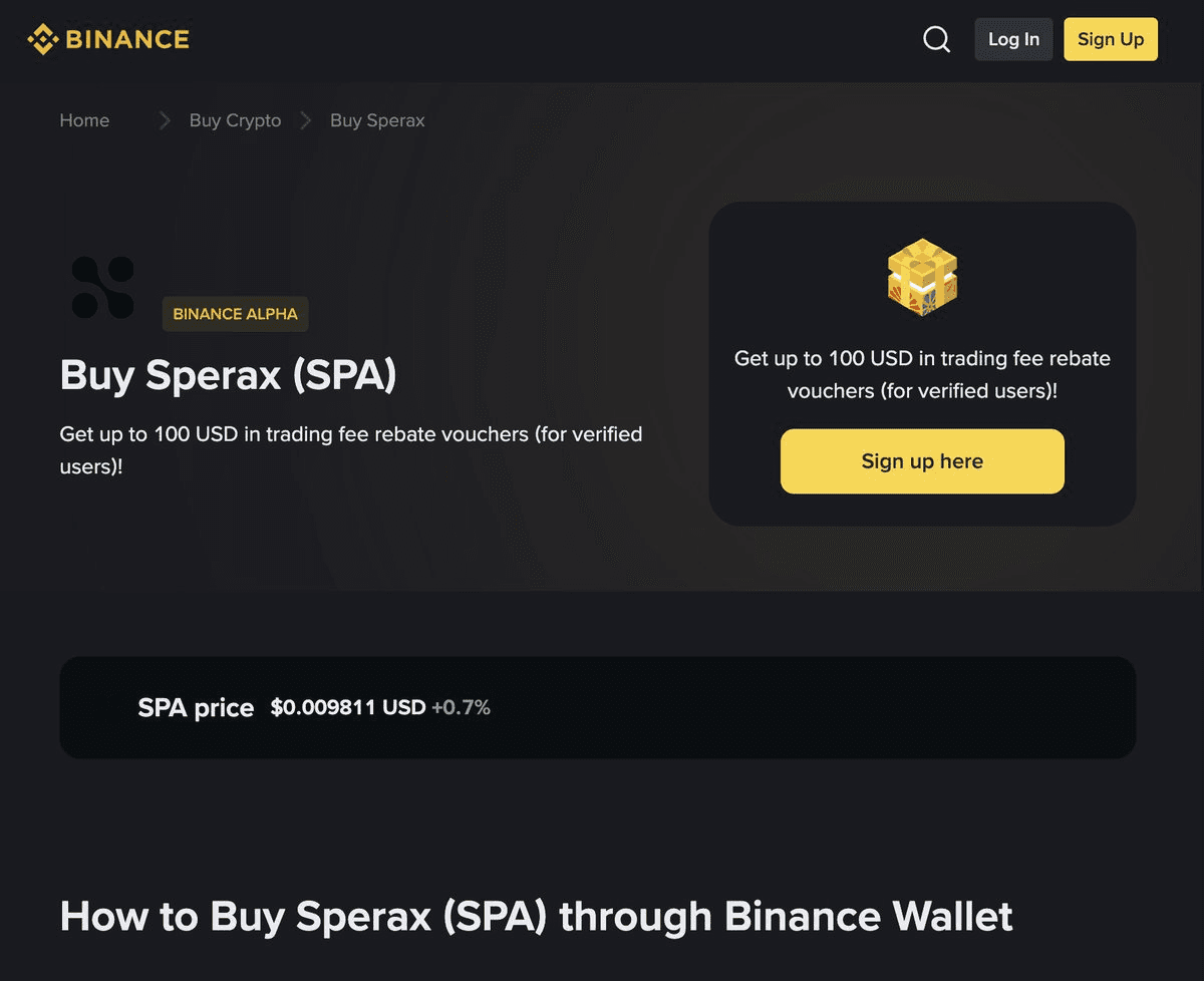 🚀 Binance Simplifies $SPA Buying