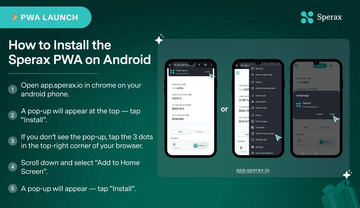 Sperax Progressive Web App Now Available on Android and iOS