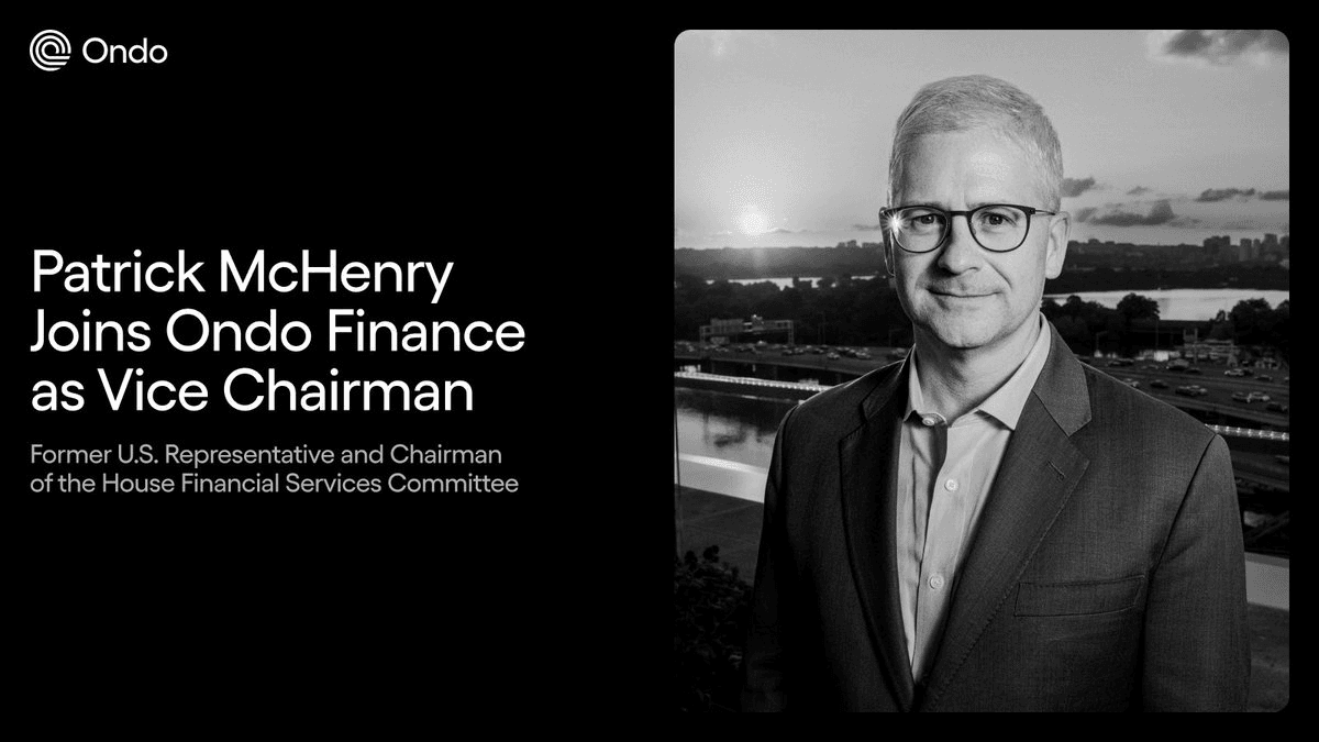 Patrick McHenry Joins Ondo Finance as Vice Chairman