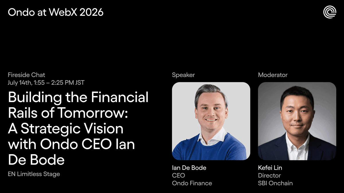 Ondo Finance Discusses Tokenization Infrastructure at WebX Tokyo