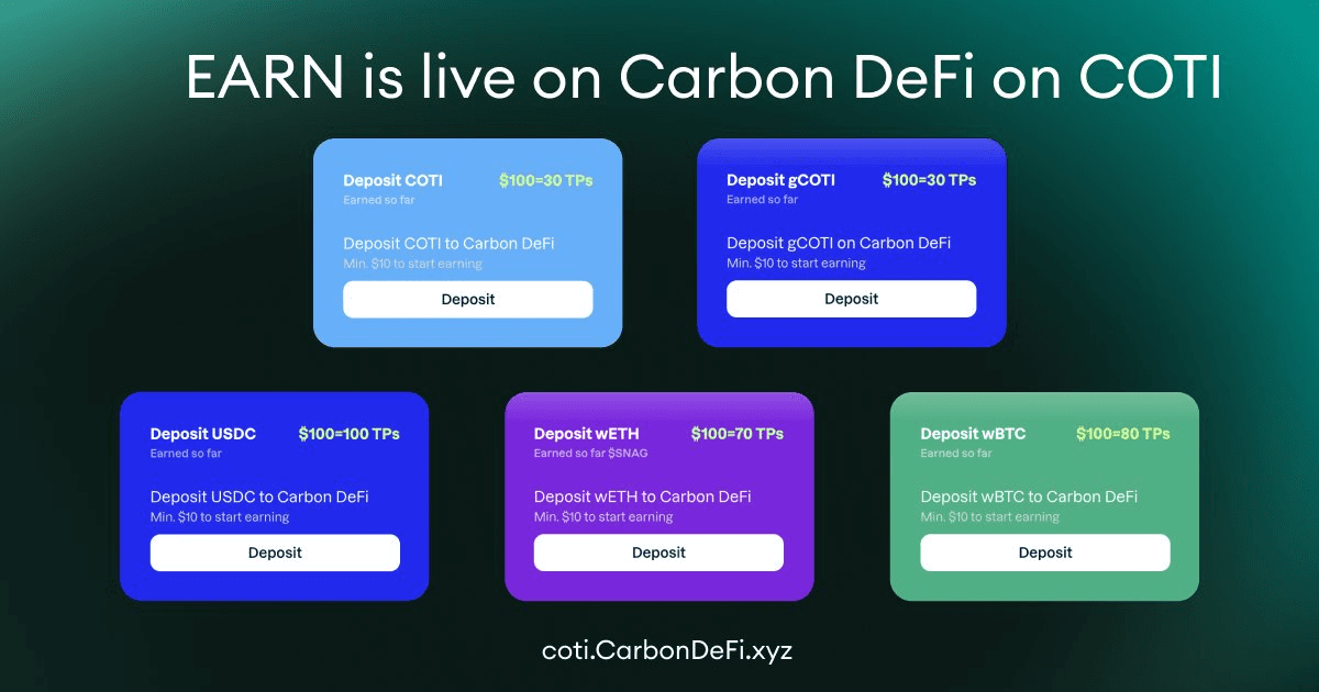 COTI Network Launches Earn Campaign on Carbon DeFi with Multi-Asset Strategy Rewards