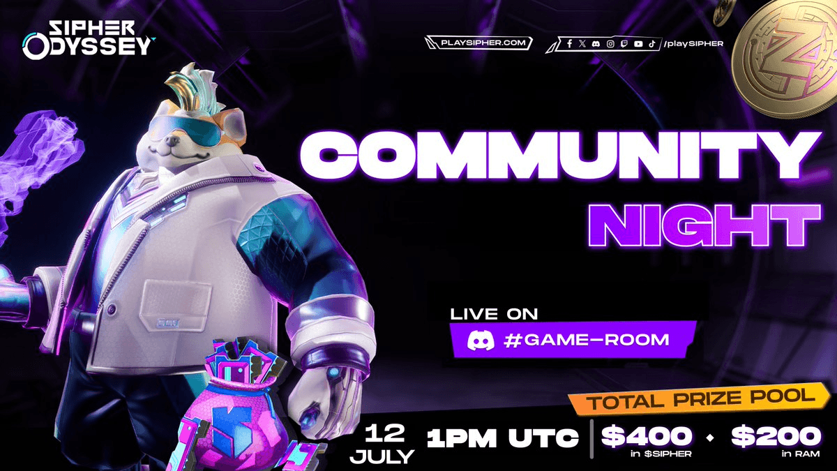 Sipher Community Night Returns July 12 with $600 in Rewards