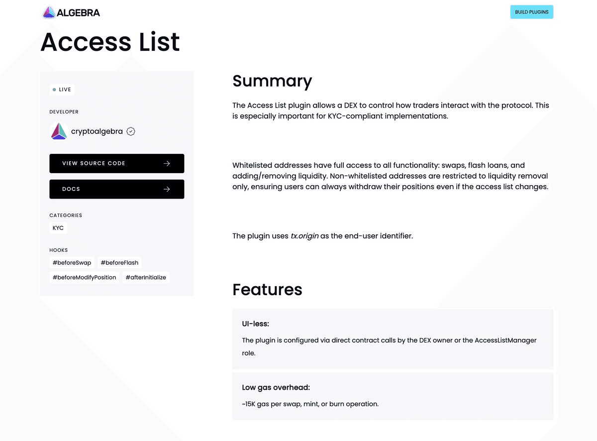 Algebra Launches Access List Plugin for KYC-Compliant DEX Operations