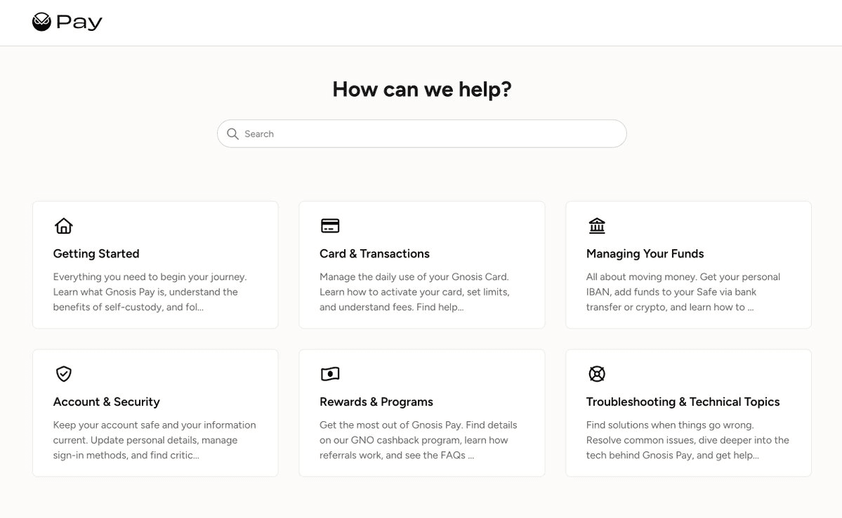 Gnosis Pay Launches Comprehensive Help Center