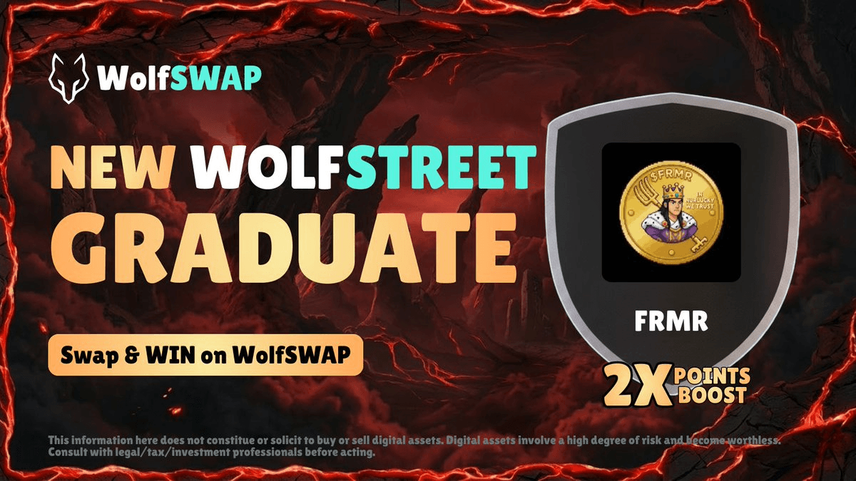 🐺 $FRMR Token Graduates on WolfSwap, Unlocks Mystery Box Rewards