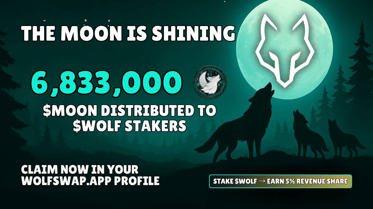 WolfSwap Distributes 6.83M MOON Tokens in Latest Revenue Share