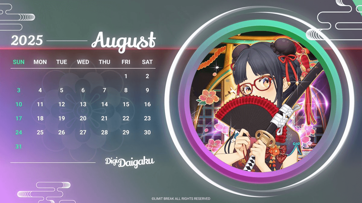 DigiDaigaku August Calendar Released