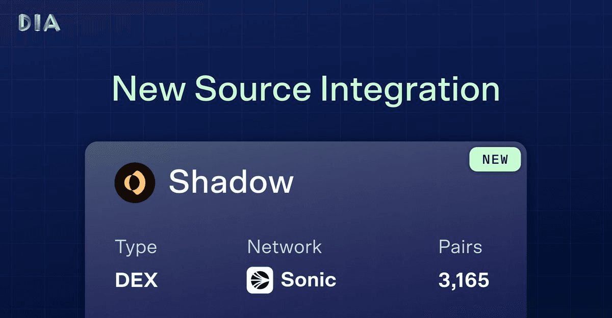 Shadow DEX Integration Goes Live on DIA Platform