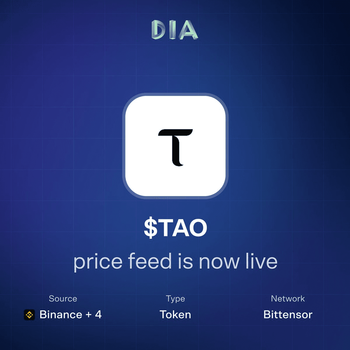 🔗 TAO Price Feed Now Live Through DIA Oracles