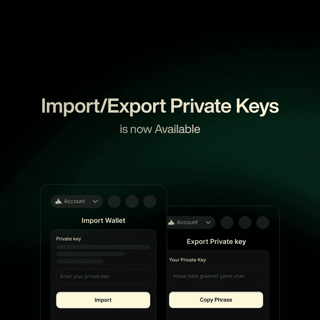 Hinkal Wallet Adding Private Key Import/Export for Public Accounts