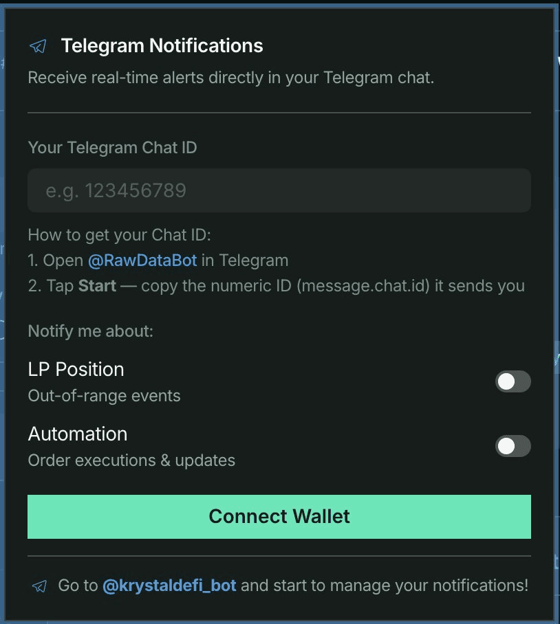 Krystal Launches Telegram Notifications for DeFi Portfolio Monitoring