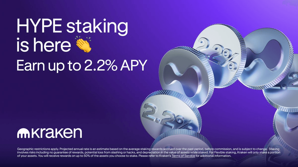 Kraken Launches HYPE Staking with 2.2% APY