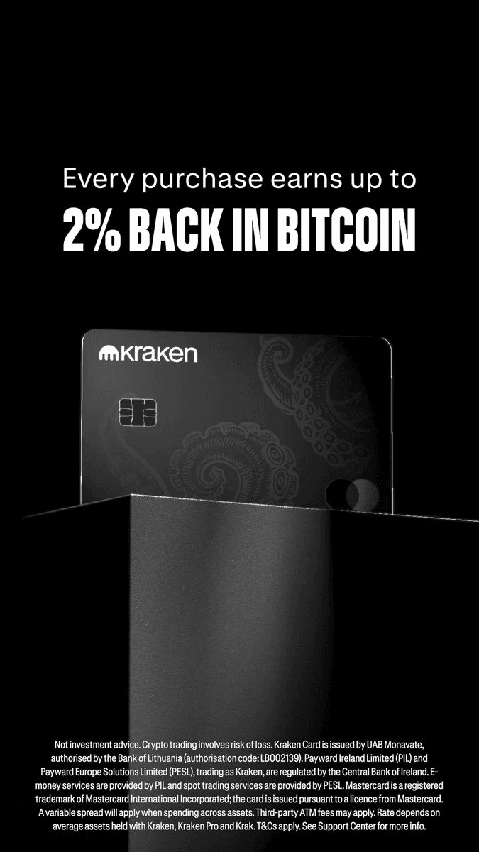 Kraken Launches Mastercard Debit Card with Bitcoin Cashback