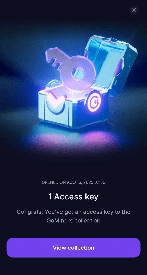 First Diamond Collection Key Opened in GoMining Rewards Program