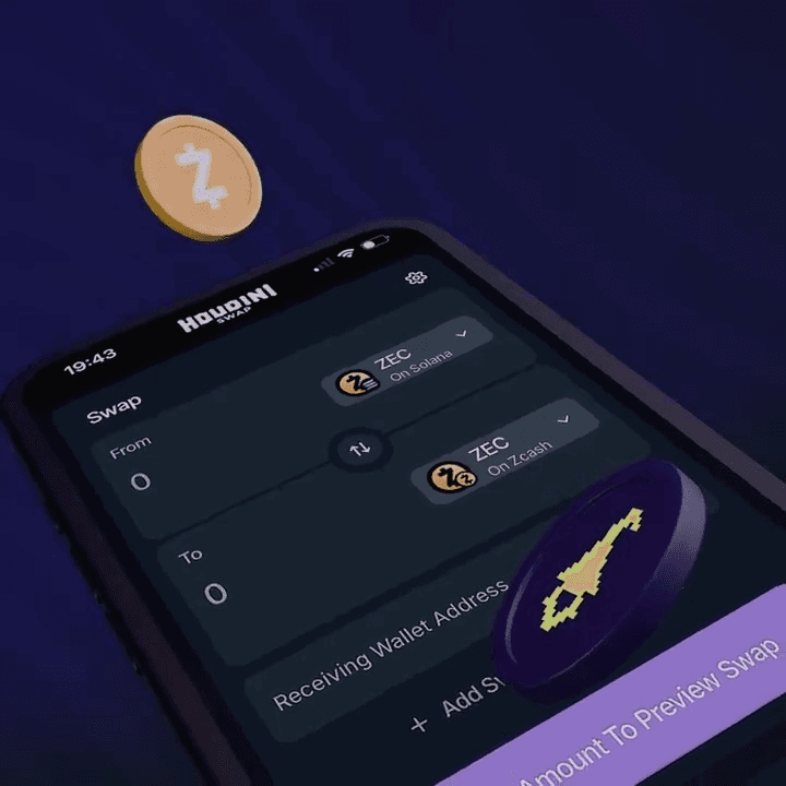 ๐ง Houdini Swap Enables Private ZEC Transfers