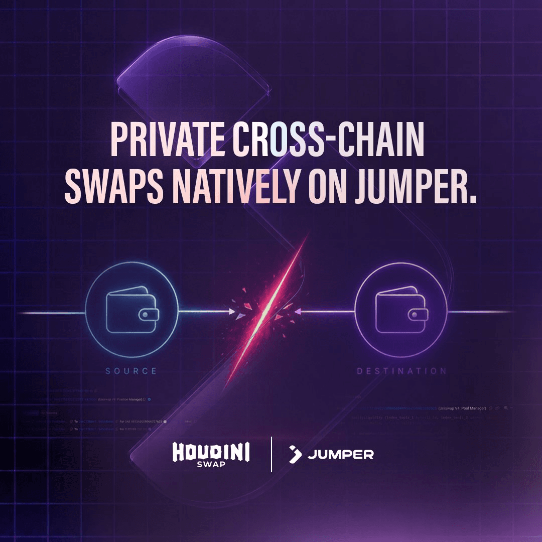 Houdini Swap Launches Private Cross-Chain Transfers via Jumper Integration