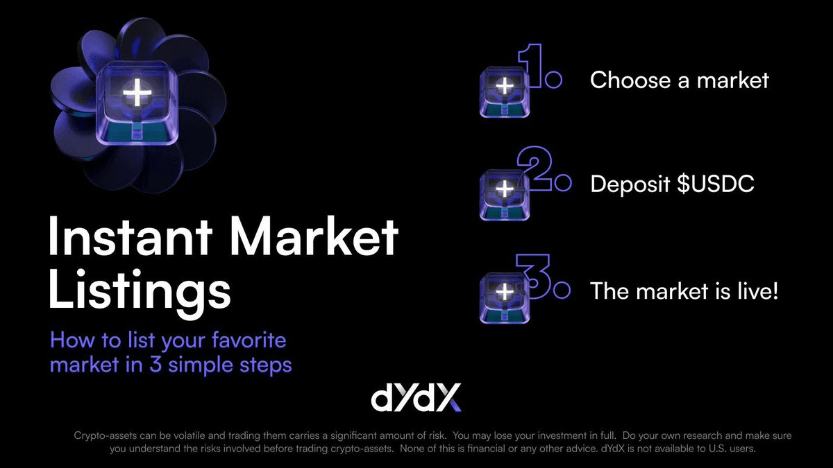 🚀 dYdX Launches Instant Market Listings Feature