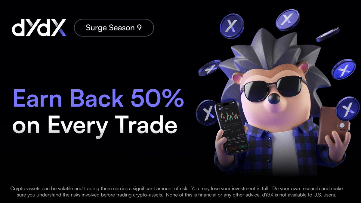 dYdX Offers 50% Trading Fee Rebate Through Year-End