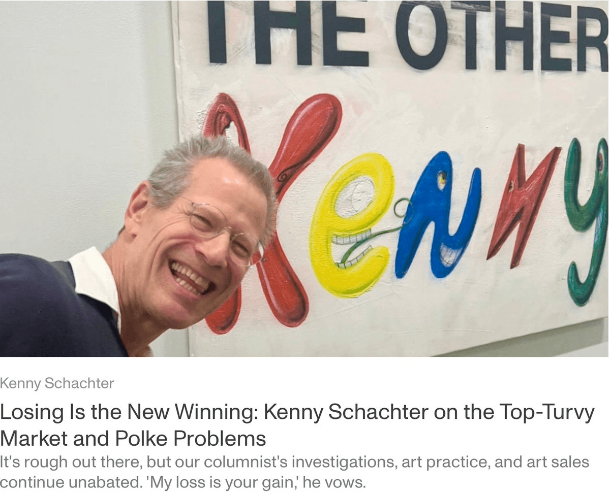 Kenny Schachter's Latest Art Market Analysis