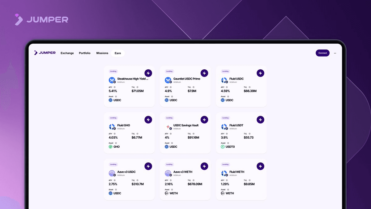 Jumper Launches Earn and Portfolio Tools on Arbitrum