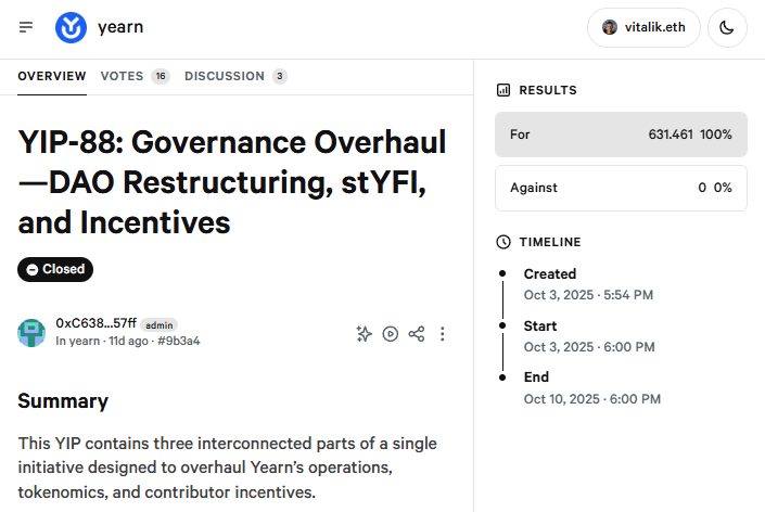 Yearn Ends dYFI Incentives as Major Governance Overhaul Takes Effect