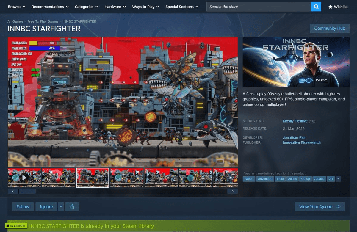 🎮 INNBC Starfighter Reaches 'Mostly Positive' Rating on Steam