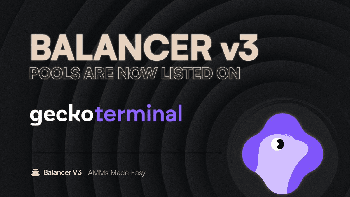 Balancer V3 Pools Launch on GeckoTerminal