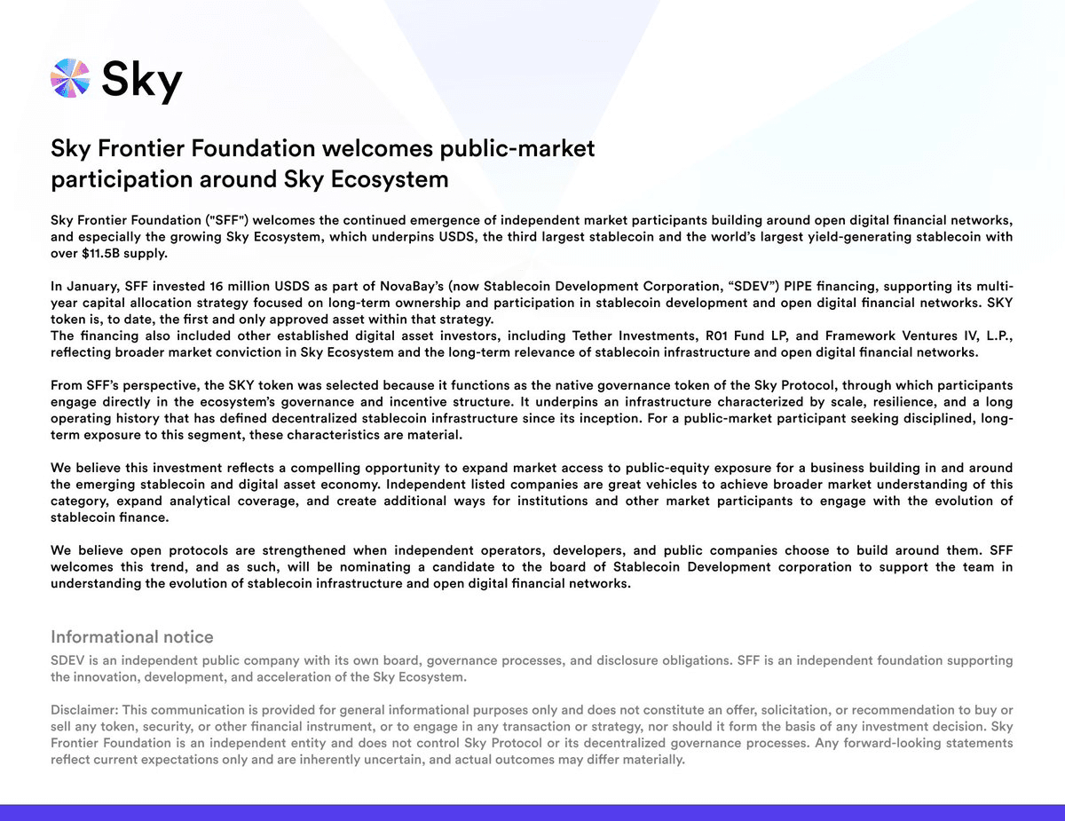 Pharma Company Pivots to Crypto, Acquires 2 Billion SKY Tokens